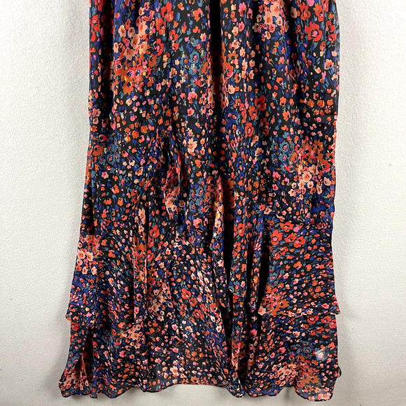 Fore Floral Chiffon Maxi Dress Women Large Halter Neck Smocked Romantic Flowy - Picture 4 of 16